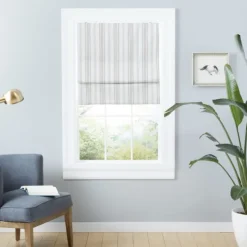 Curtains & Drapes-Kirkland's Home Stripe Ricci Blackout Curtain Shade, 31 In. Tan