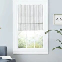 Curtains & Drapes-Kirkland's Home Stripe Ricci Blackout Curtain Shade, 34 In. Tan