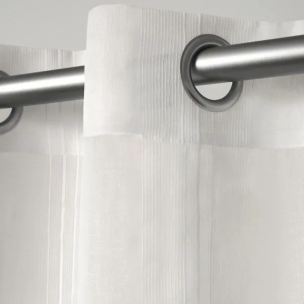 Curtains & Drapes-Kirkland's Home Stripe Sheer Curtain Panel Set, 96 In. Ivory