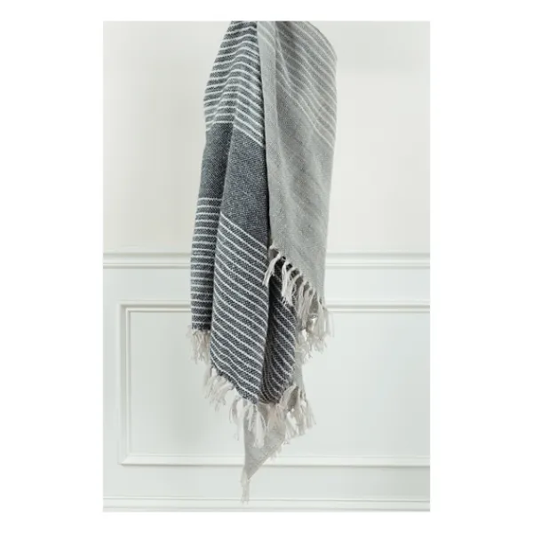 Blankets & Throws-Kirkland's Home Stripe Woven Throw Gray