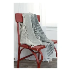 Blankets & Throws-Kirkland's Home Stripe Woven Throw Gray