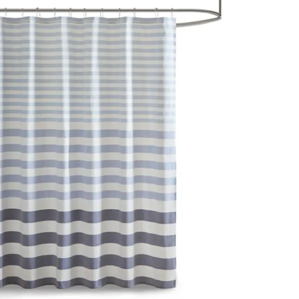 Shower Curtains-Kirkland's Home Stripe Woven Yarn Dyed Shower Curtain Blue
