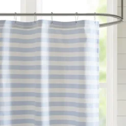 Shower Curtains-Kirkland's Home Stripe Woven Yarn Dyed Shower Curtain Blue