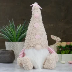 Statues & Figurines-Kirkland's Home Striped Easter Gnome Figurine Pink