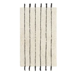 Bathroom Rugs-Kirkland's Home Striped Tassel Bath Mat Ivory