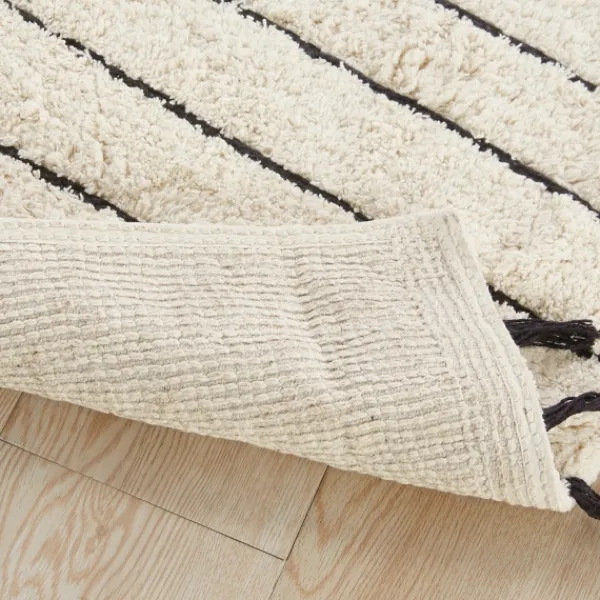 Bathroom Rugs-Kirkland's Home Striped Tassel Bath Mat Ivory