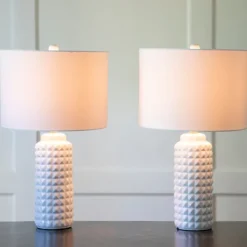 Table Lamps-Kirkland's Home Studded Ceramic Table Lamps, Set Of 2 White