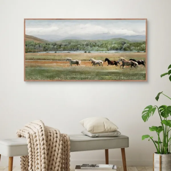 Canvas Art-Kirkland's Home Summer Herd Framed Canvas Art Print Green/Gray
