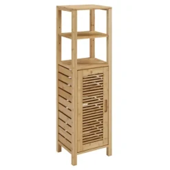 Bathroom Furniture-Kirkland's Home Sumter Bamboo Shelves And Cabinet