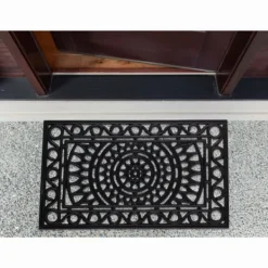 Doormats-Kirkland's Home Sun Scroll Doormat Black