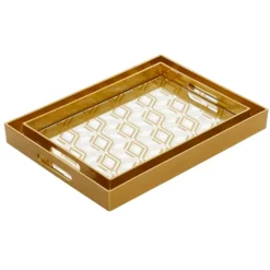 Decorative Trays-Kirkland's Home Sun Star 2-Pc. Mirrored Tray Set Gold