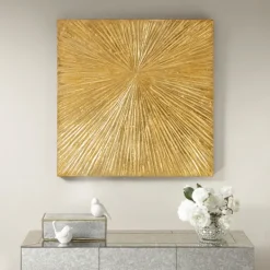 Wall Plaques-Kirkland's Home Sunburst Abstract Wall Plaque Gold