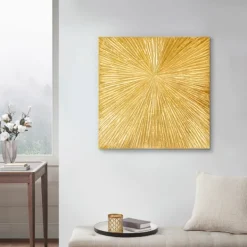 Wall Plaques-Kirkland's Home Sunburst Abstract Wall Plaque Gold