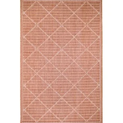 Outdoor Rugs-Kirkland's Home Sunset Diamond Outdoor Area Rug, 7X9 Orange/White
