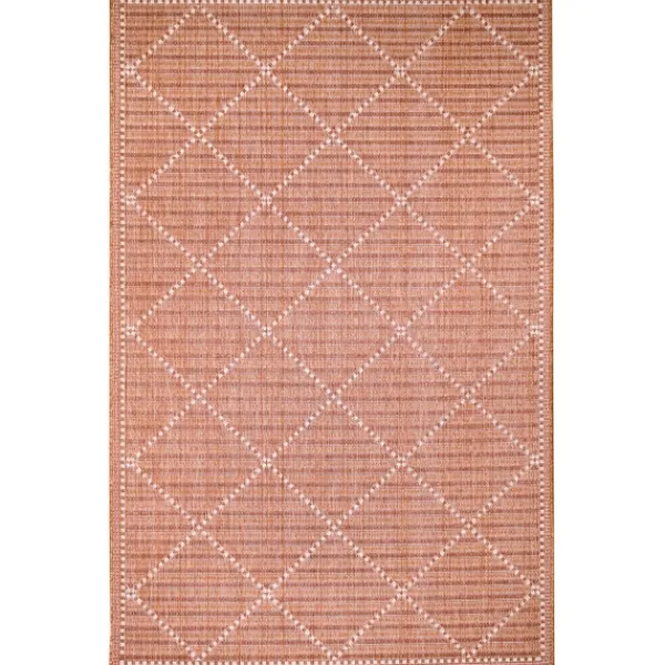 Outdoor Rugs-Kirkland's Home Sunset Diamond Outdoor Area Rug, 7X9 Orange/White