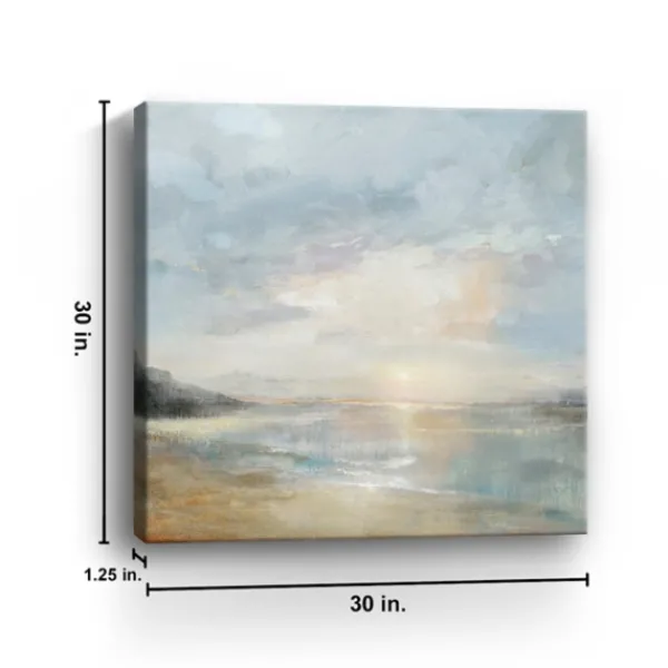 Canvas Art-Kirkland's Home Sunset Over The Ocean Canvas Art Print Blue/White/Tan