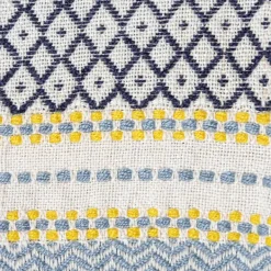Blankets & Throws-Kirkland's Home Sunshine Diamond Pattern Outdoor Throw Blanket White/Blue/Yellow