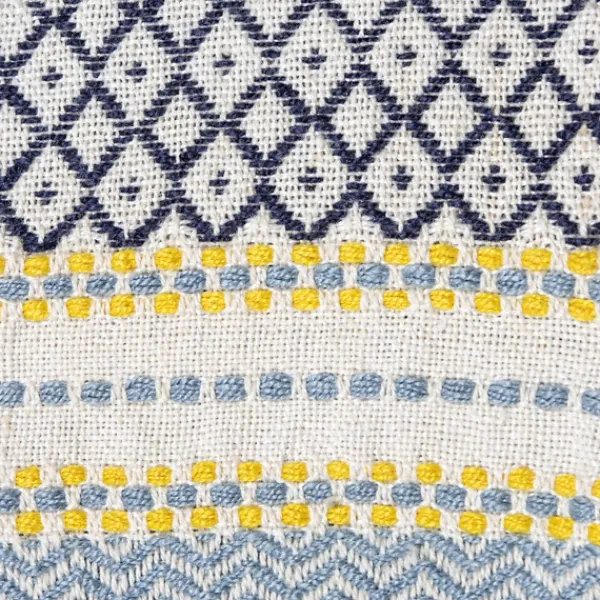 Blankets & Throws-Kirkland's Home Sunshine Diamond Pattern Outdoor Throw Blanket White/Blue/Yellow