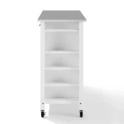 Kitchen Islands & Bar Carts-Kirkland's Home Susanne White And Stainless Steel Kitchen Island