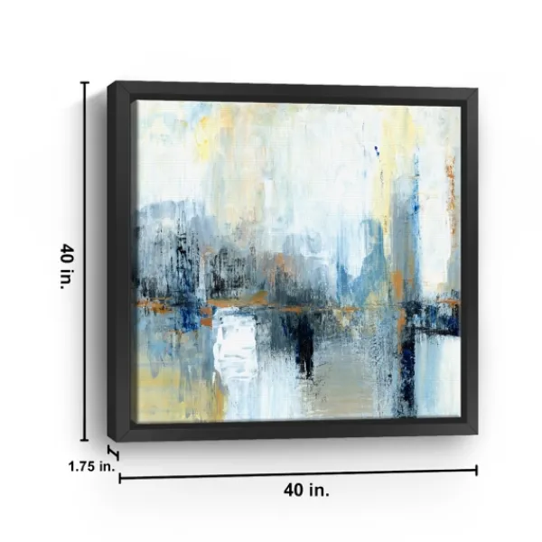 Framed Art-Kirkland's Home Sweeping The City Framed Canvas Art Print White/Blue/Yellow