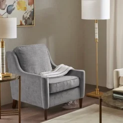 Accent Chairs-Kirkland's Home Swoop Arm Upholstered Accent Chair Gray