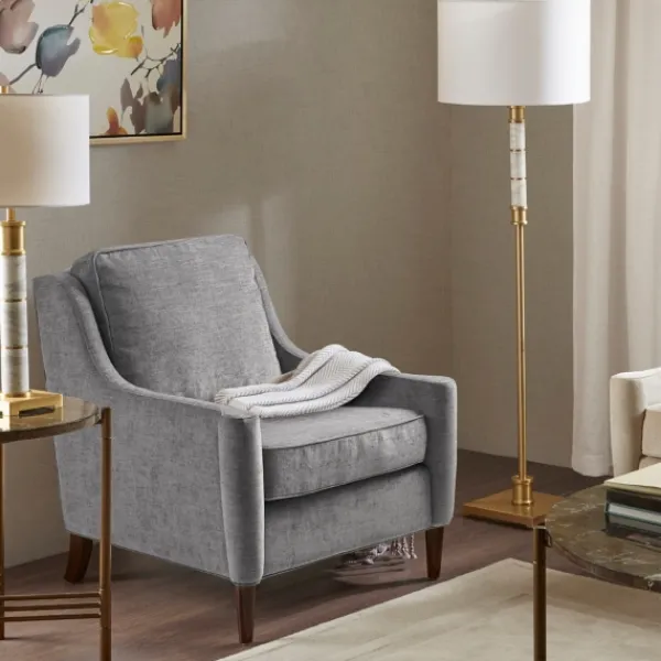Accent Chairs-Kirkland's Home Swoop Arm Upholstered Accent Chair Gray