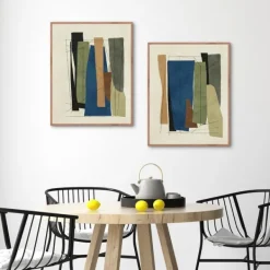 Framed Art-Kirkland's Home Synch Abstract 2-Pc. Framed Canvas Art Set White/Green/Gray