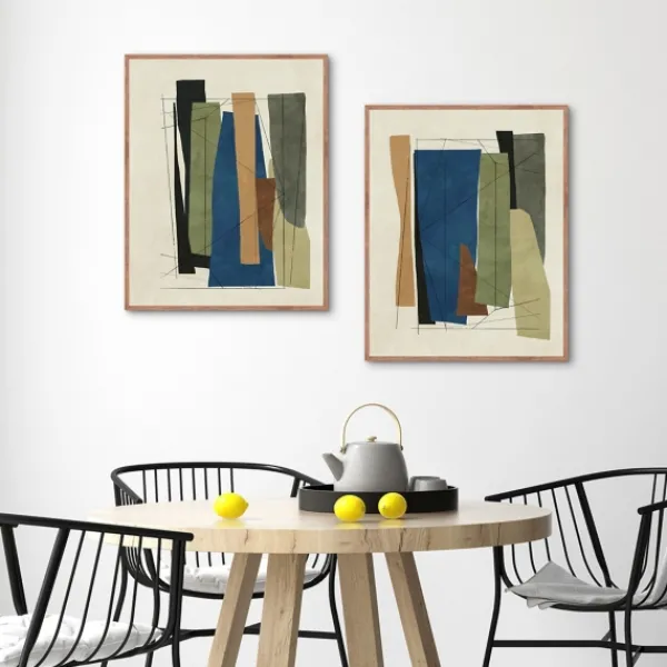 Framed Art-Kirkland's Home Synch Abstract 2-Pc. Framed Canvas Art Set White/Green/Gray