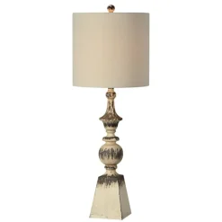 Table Lamps-Kirkland's Home Tall Distressed Cream Table Lamps, Set Of 2 Ivory