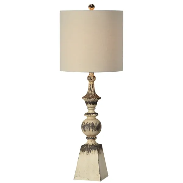 Table Lamps-Kirkland's Home Tall Distressed Cream Table Lamps, Set Of 2 Ivory