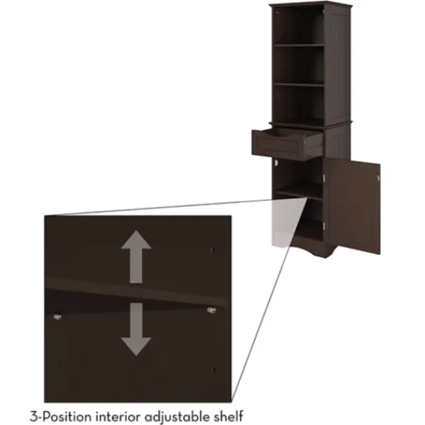 Cabinets & Sideboards-Kirkland's Home Tall Espresso Open Shelves Cabinet Brown
