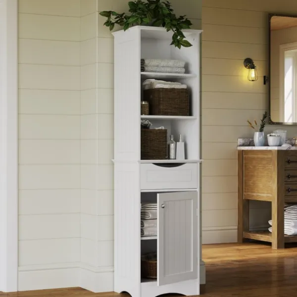 Cabinets & Sideboards-Kirkland's Home Tall Open Shelves Cabinet White