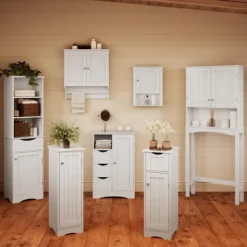 Cabinets & Sideboards-Kirkland's Home Tall Open Shelves Cabinet White