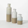 Vases-Kirkland's Home Tall Terracotta Two-Toned Speckled Vases, Set Of 3 Tan/White