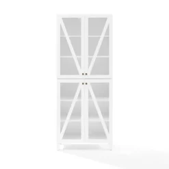 Cabinets & Sideboards-Kirkland's Home Tall Triangle 4-Door Wood Cabinet White