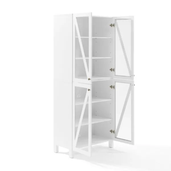 Cabinets & Sideboards-Kirkland's Home Tall Triangle 4-Door Wood Cabinet White