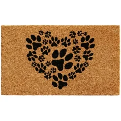 Doormats-Kirkland's Home Tan And Black Coir Heart Paws Doormat Tan/Black