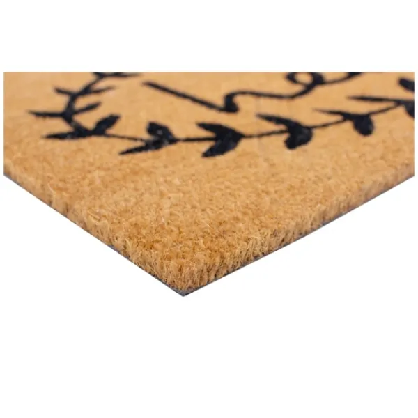 Doormats-Kirkland's Home Tan And Black Evergreen Hello Doormat, 36X24 In. Tan/Black