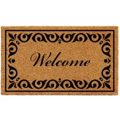 Doormats-Kirkland's Home Tan And Black Scroll Welcome Doormat, 72X36 In. Tan/Black