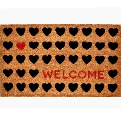 Doormats-Kirkland's Home Tan And Black Welcome Heart Doormat Tan/Black/Red