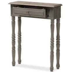 Console Tables-Kirkland's Home Tan And Gray Ornate Ball Turned Console Table