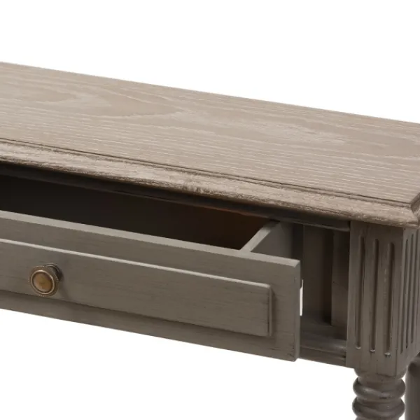 Console Tables-Kirkland's Home Tan And Gray Ornate Ball Turned Console Table