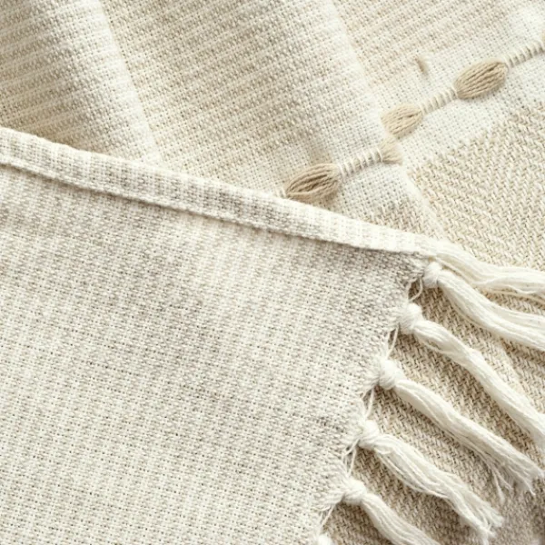 Blankets & Throws-Kirkland's Home Tan And White Herringbone Stripe Throw Tan/White
