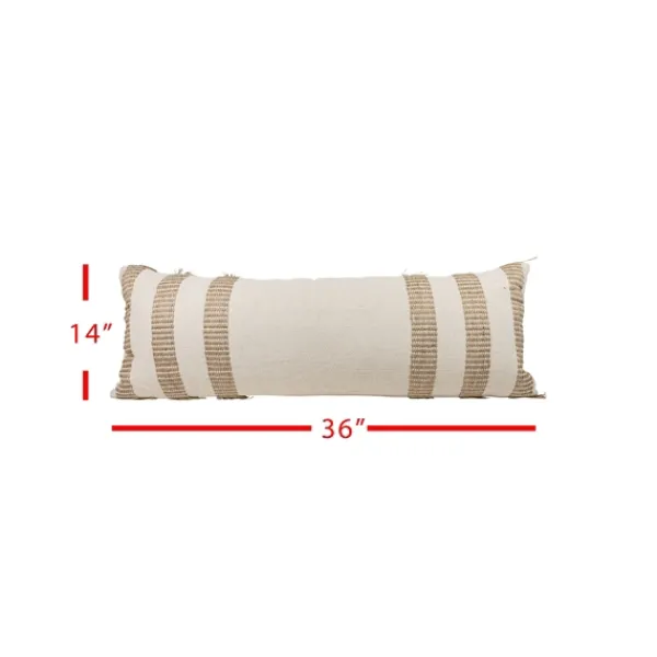 Pillows-Kirkland's Home Tan And White Outer Striped Lumbar Pillow Tan/White