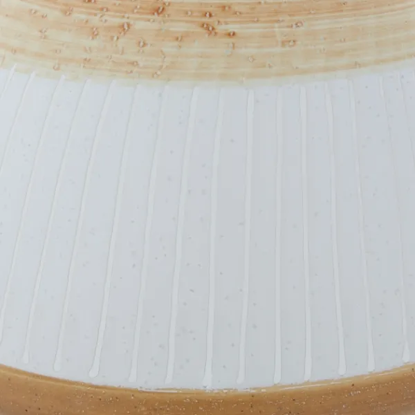 Vases-Kirkland's Home Tan And White Striped Coastal Ceramic Vase, 9 In. Tan/White