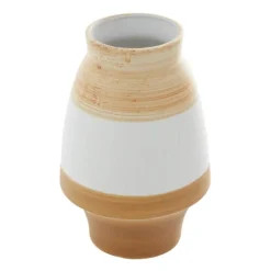 Vases-Kirkland's Home Tan And White Striped Coastal Ceramic Vase, 13 In. Tan/White