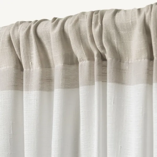 Curtains & Drapes-Kirkland's Home Tan Deena Curtain Panel Set, 96 In. Tan/White