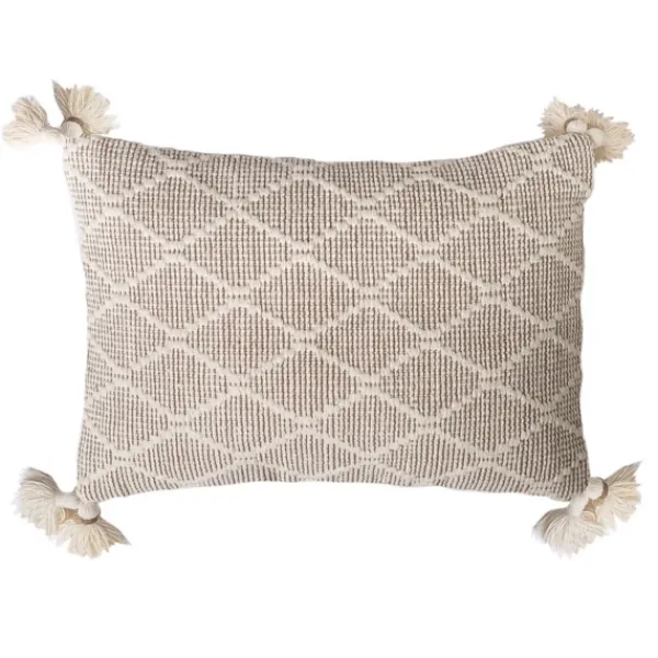 Pillows-Kirkland's Home Tan Diamond Woven Lumbar Pillow Tan/White