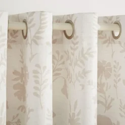 Curtains & Drapes-Kirkland's Home Tan Floral 2-Pc. Curtain Panel Set, 96 In. Tan/White
