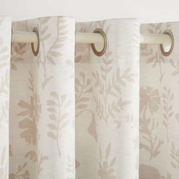 Curtains & Drapes-Kirkland's Home Tan Floral 2-Pc. Curtain Panel Set, 84 In. Tan/White